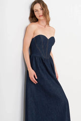 VINTAGE SIREN DENIM MIDI DRESS - Flying Tomato - Flyclothing LLC