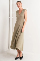 SOPHISTICATED SIMPLICITY WOVEN KNIT MIDI DRESS - Flying Tomato - Flyclothing LLC