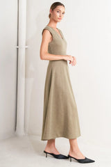 SOPHISTICATED SIMPLICITY WOVEN KNIT MIDI DRESS - Flying Tomato - Flyclothing LLC