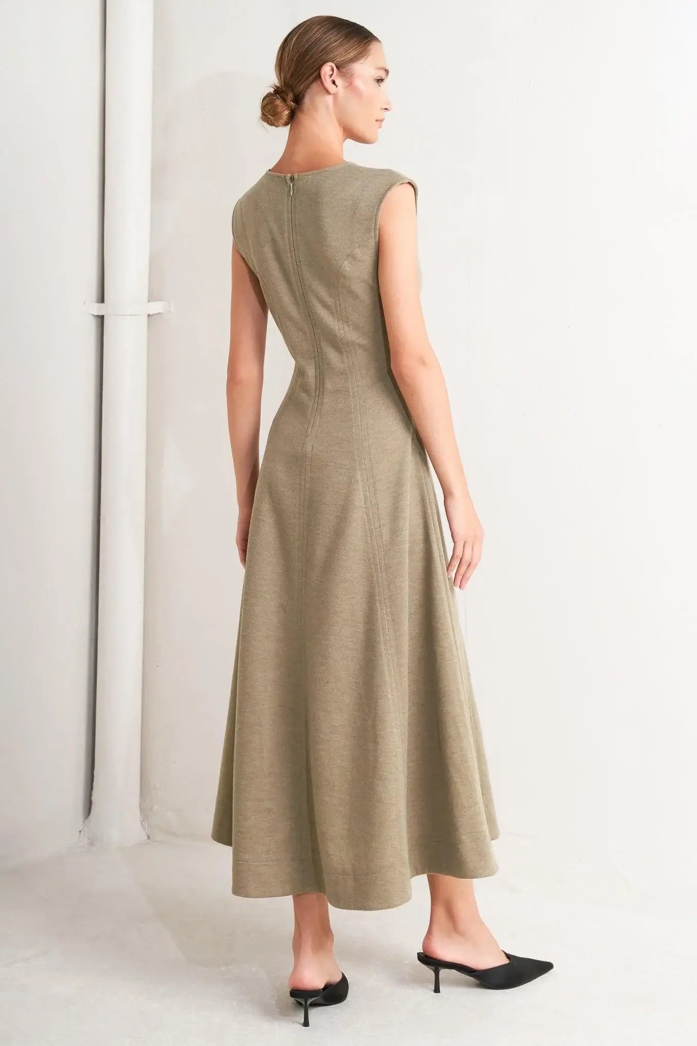 SOPHISTICATED SIMPLICITY WOVEN KNIT MIDI DRESS - Flying Tomato - Flyclothing LLC