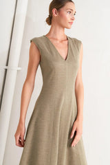 SOPHISTICATED SIMPLICITY WOVEN KNIT MIDI DRESS - Flying Tomato - Flyclothing LLC