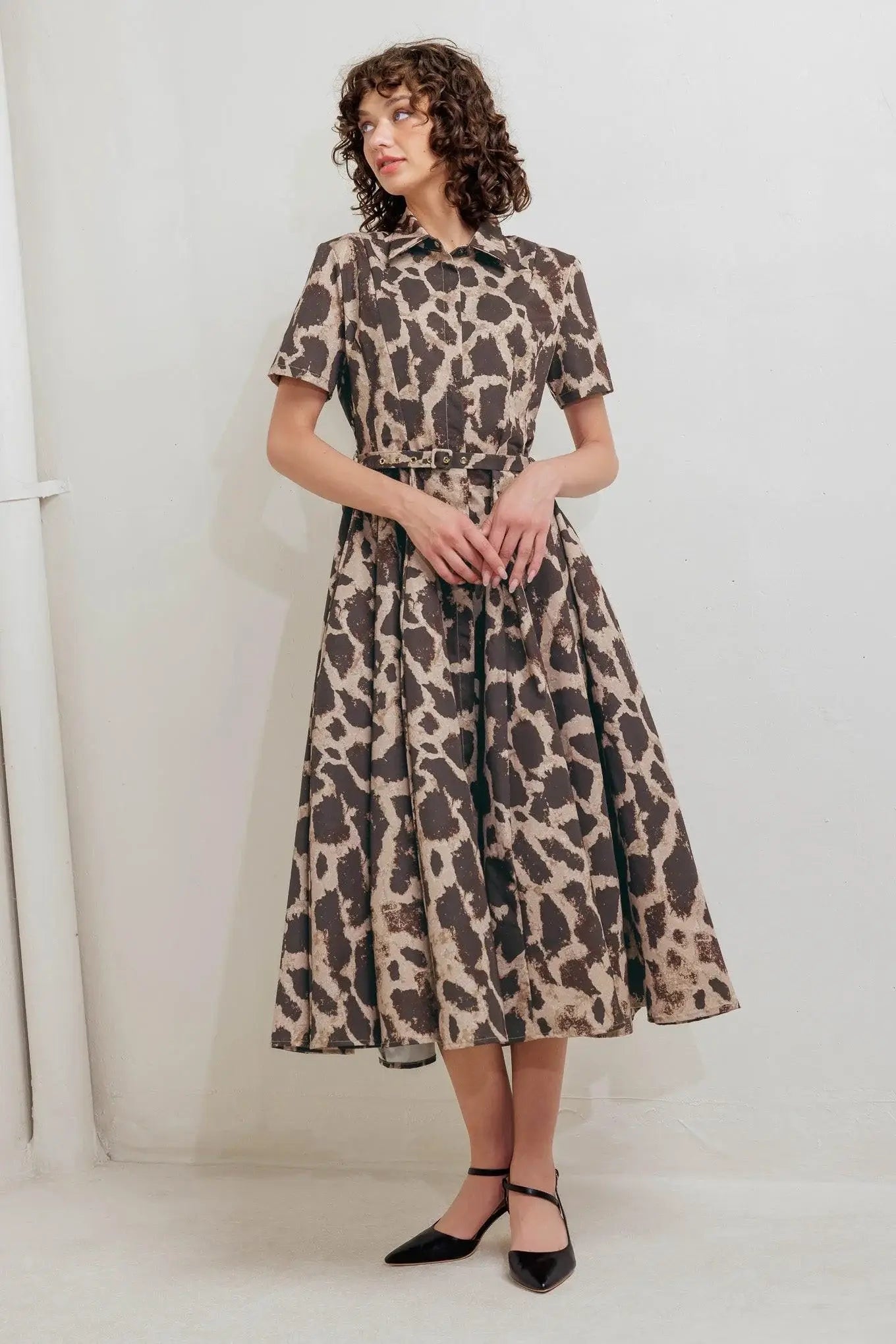 TAME GIRAFFE WOVEN MIDI DRESS - Flying Tomato - Flyclothing LLC