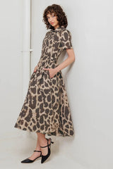 TAME GIRAFFE WOVEN MIDI DRESS - Flying Tomato - Flyclothing LLC