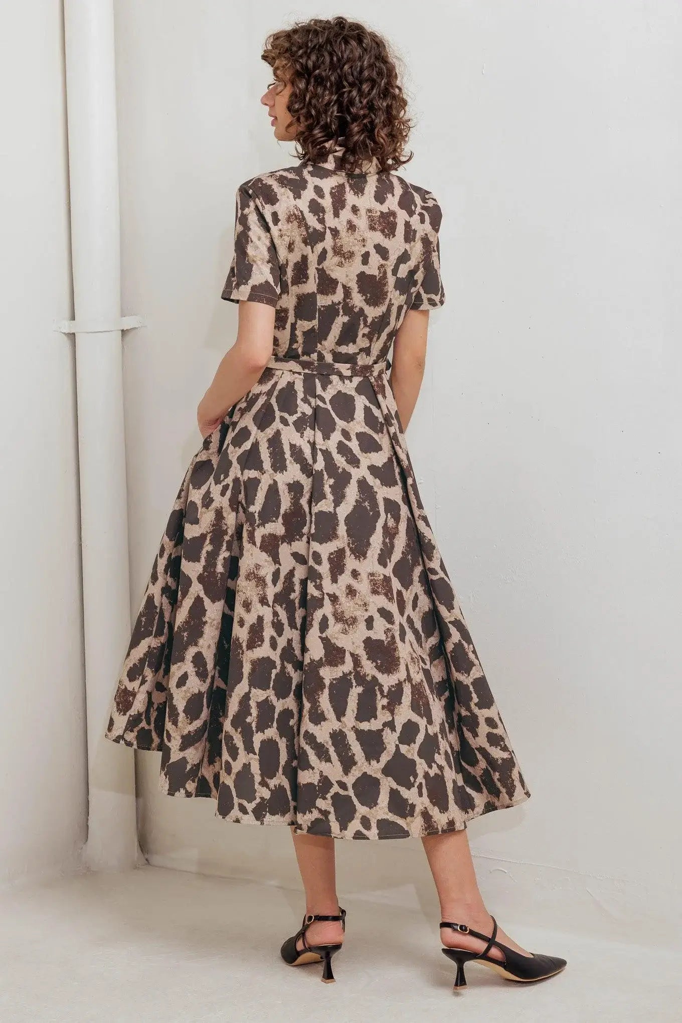 TAME GIRAFFE WOVEN MIDI DRESS - Flying Tomato - Flyclothing LLC