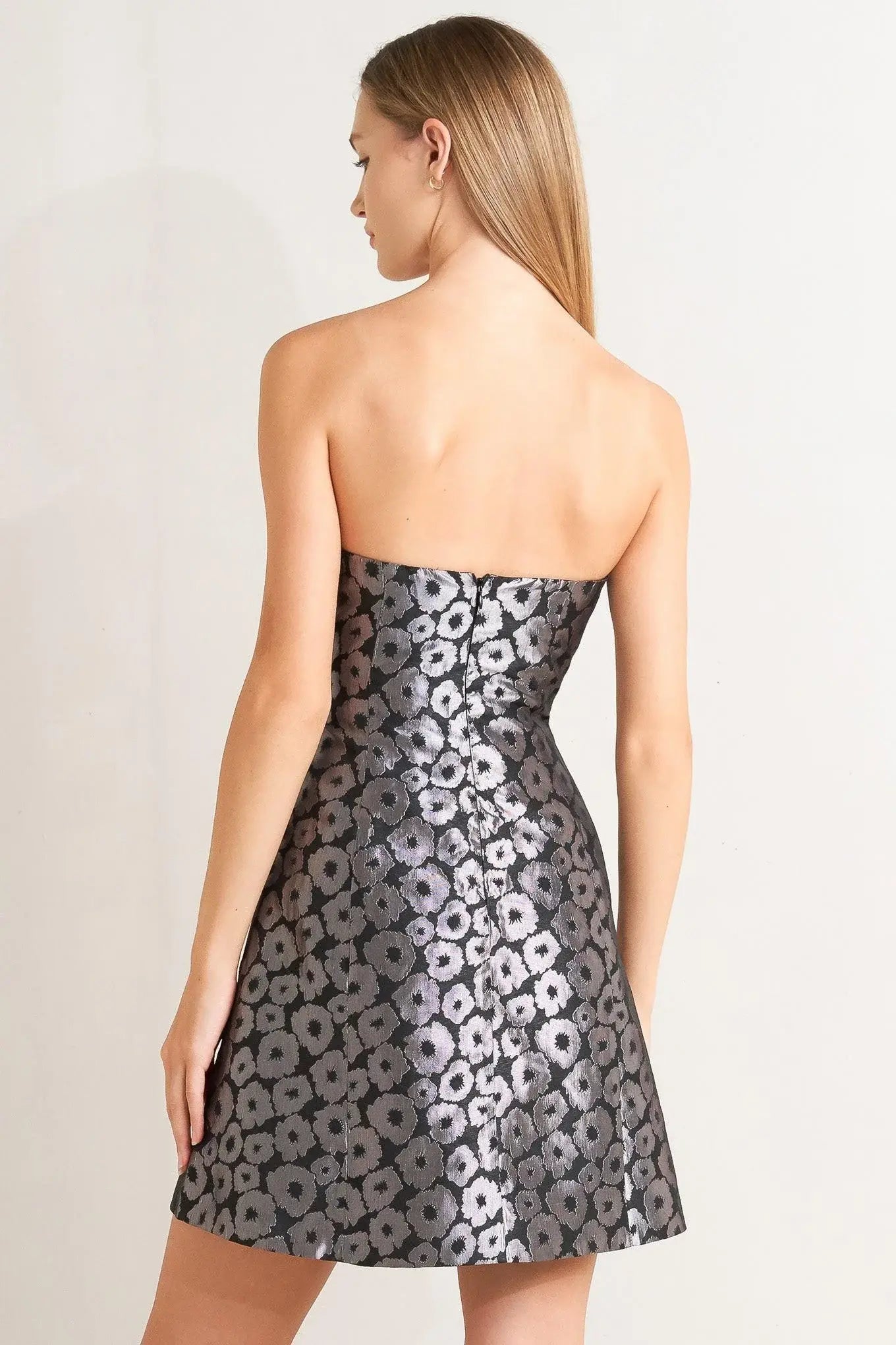 SHINE ON ME WOVEN JACQUARD MINI DRESS - Flying Tomato - Flyclothing LLC