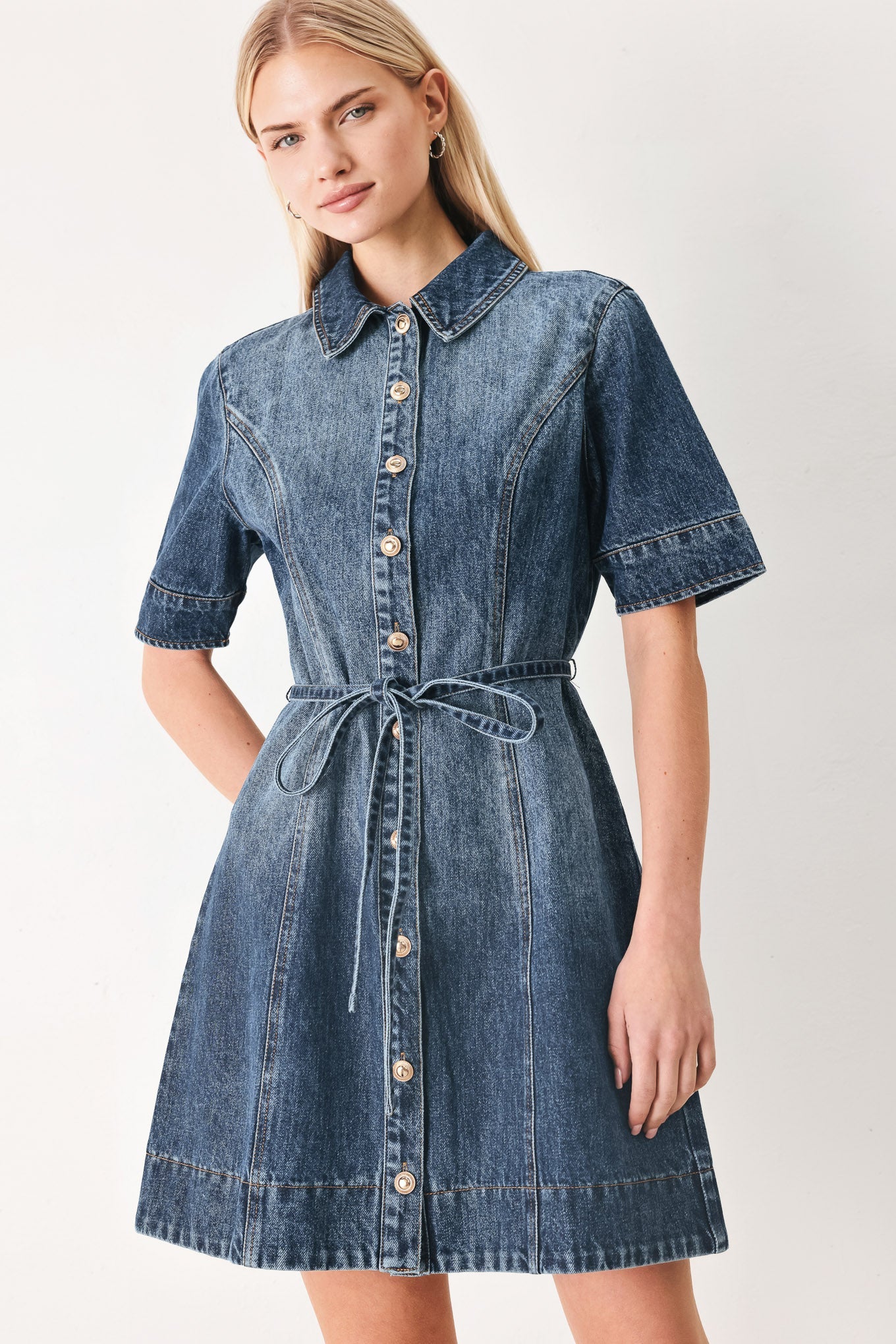 POWER IN DENIM MINI DRESS - Flying Tomato - Flyclothing LLC