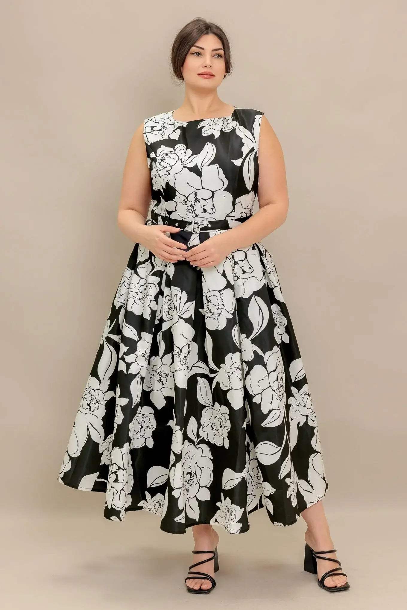 SILENT HEART BLACK WOVEN MIDI DRESS - Flying Tomato - Flyclothing LLC