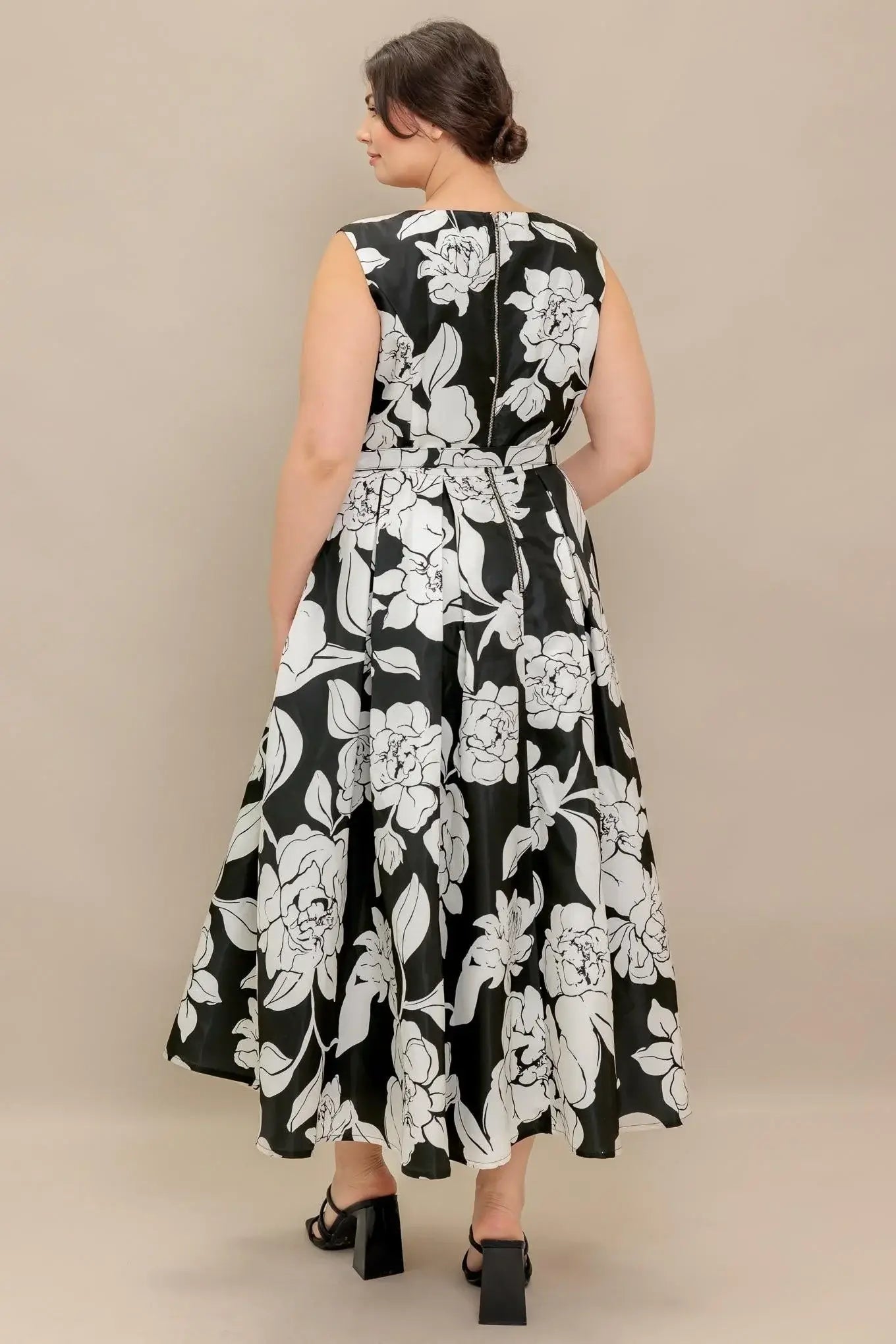 SILENT HEART BLACK WOVEN MIDI DRESS - Flying Tomato - Flyclothing LLC