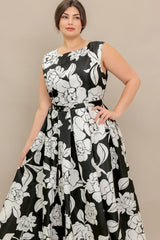 SILENT HEART BLACK WOVEN MIDI DRESS - Flying Tomato - Flyclothing LLC