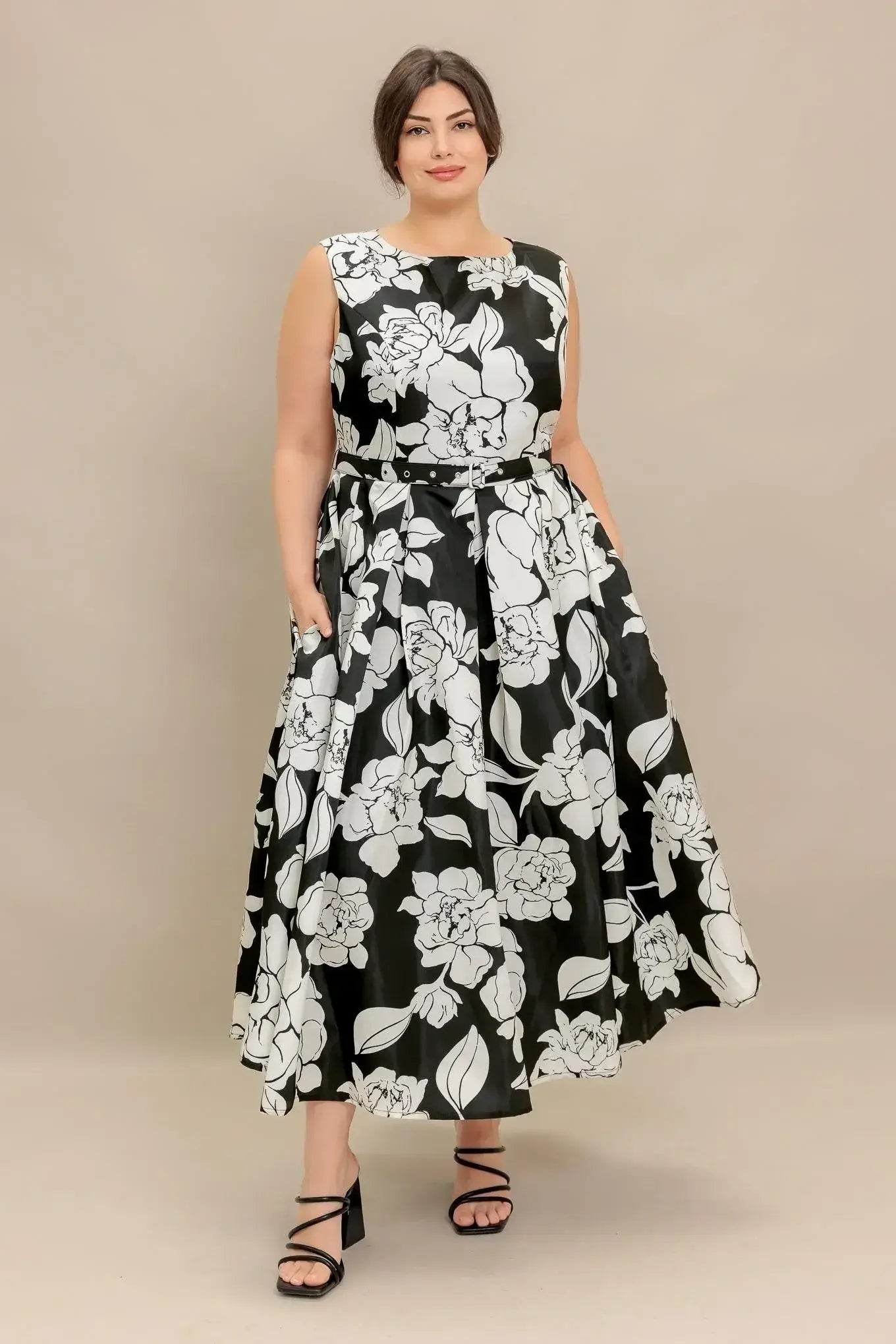 SILENT HEART BLACK WOVEN MIDI DRESS - Flying Tomato - Flyclothing LLC