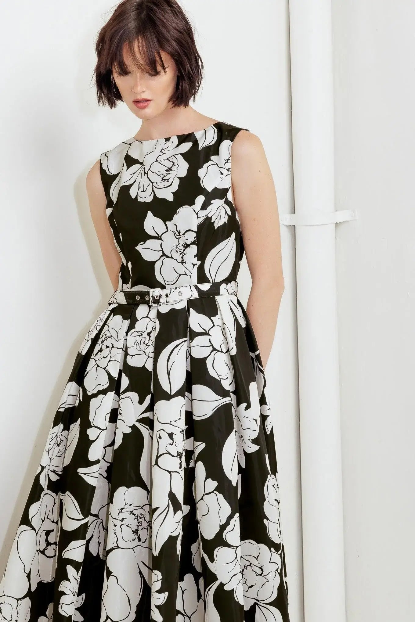 SILENT HEART BLACK WOVEN MIDI DRESS - Flying Tomato - Flyclothing LLC