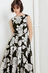 SILENT HEART BLACK WOVEN MIDI DRESS - Flying Tomato - Flyclothing LLC