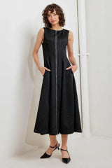 URBAN FRAME WOVEN MIDI DRESS - Flying Tomato - Flyclothing LLC