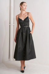 NOIR TAPESTRY WOVEN MIDI DRESS - Flying Tomato - Flyclothing LLC