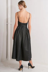 NOIR TAPESTRY WOVEN MIDI DRESS - Flying Tomato - Flyclothing LLC