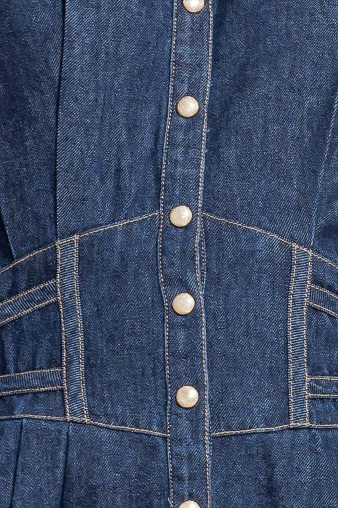 VINTAGE BLUES DENIM MIDI DRESS - Flying Tomato - Flyclothing LLC