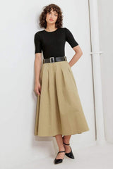 SCULPTED GRACE SWEATER WOVEN TOP AND SKIRT DRESS - Flying Tomato - Flyclothing LLC
