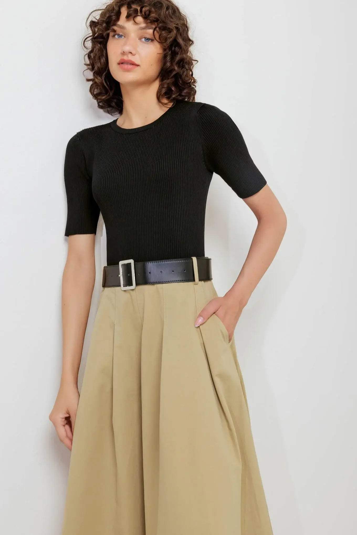 SCULPTED GRACE SWEATER WOVEN TOP AND SKIRT DRESS - Flying Tomato - Flyclothing LLC