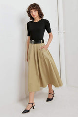 SCULPTED GRACE SWEATER WOVEN TOP AND SKIRT DRESS - Flying Tomato - Flyclothing LLC