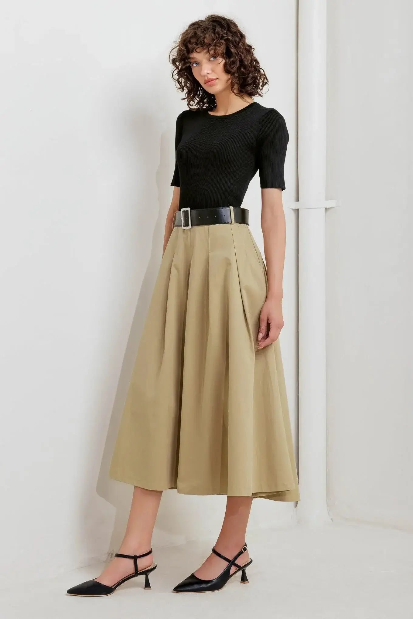 SCULPTED GRACE SWEATER WOVEN TOP AND SKIRT DRESS - Flying Tomato - Flyclothing LLC