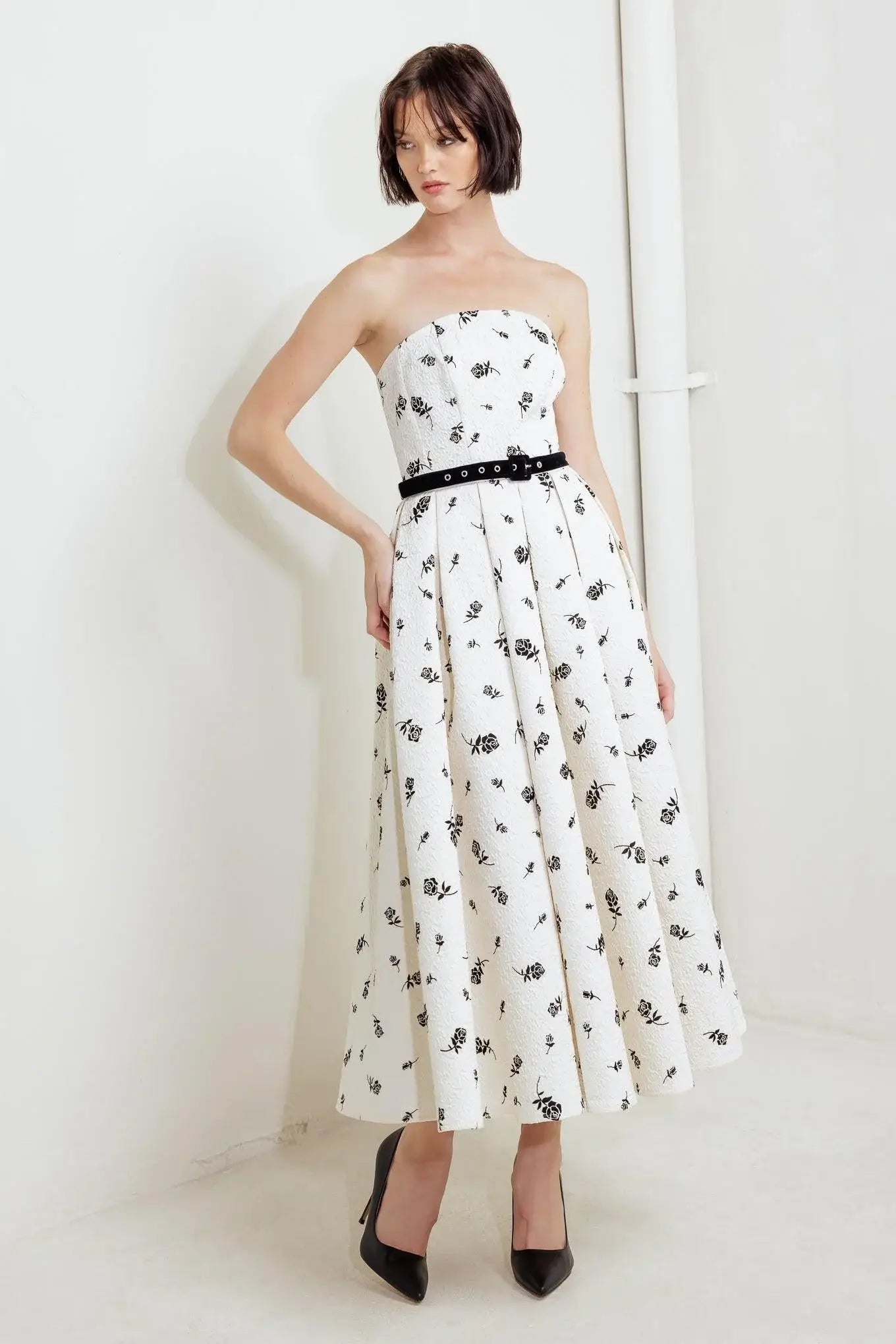 LOVELY CULTIVATED WOVEN MIDI DRESS - Flying Tomato - Flyclothing LLC