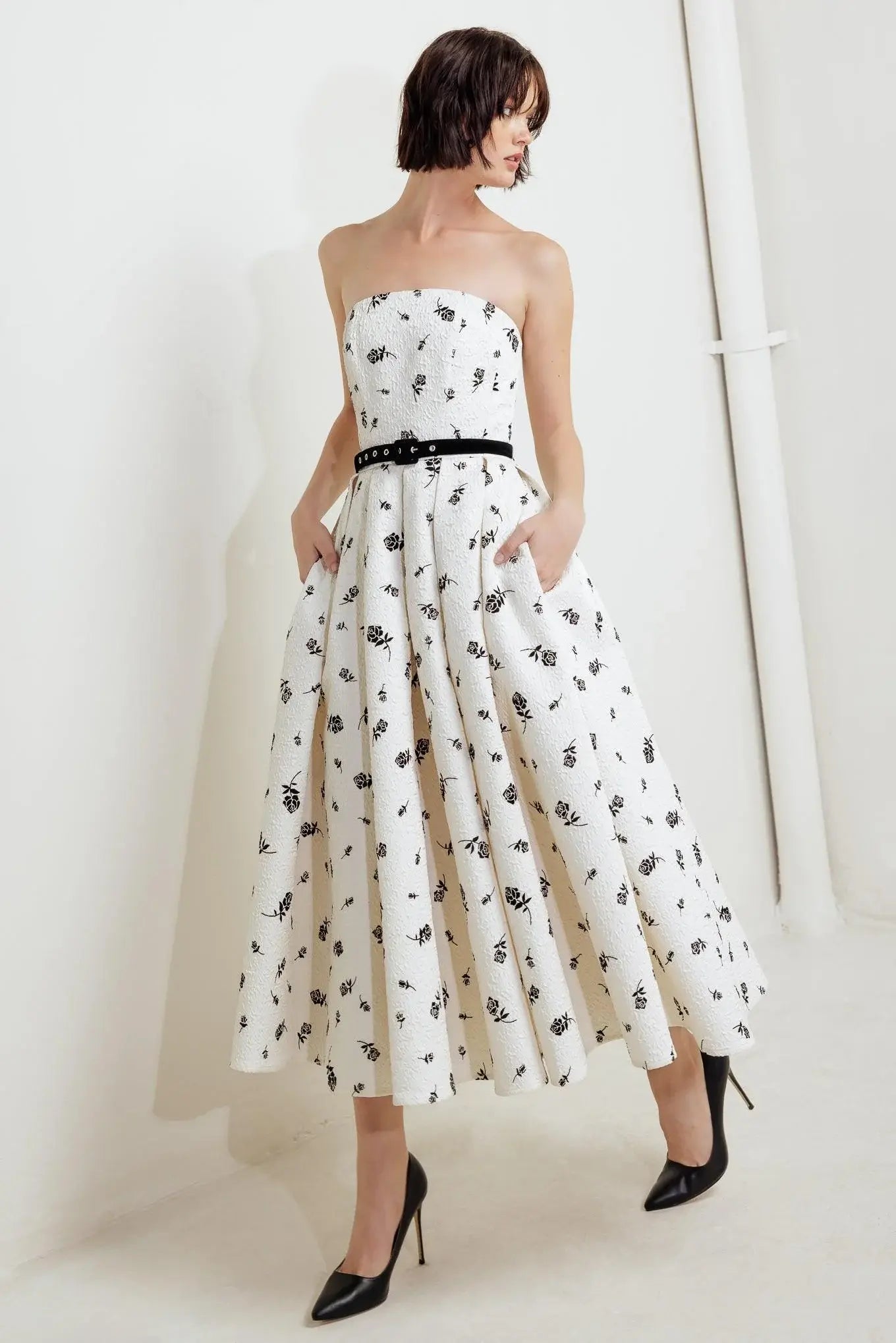 LOVELY CULTIVATED WOVEN MIDI DRESS - Flying Tomato - Flyclothing LLC