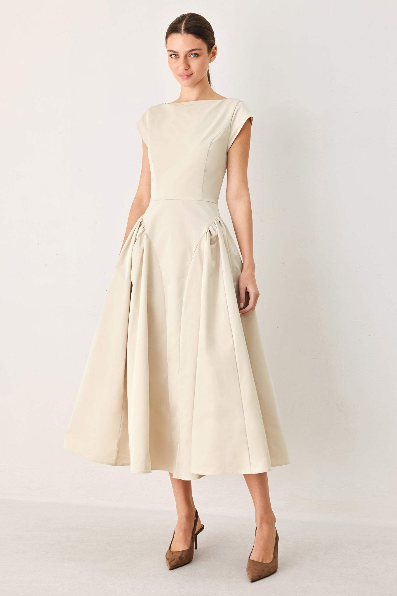 POLISHED OCCASION WOVEN MIDI DRESS