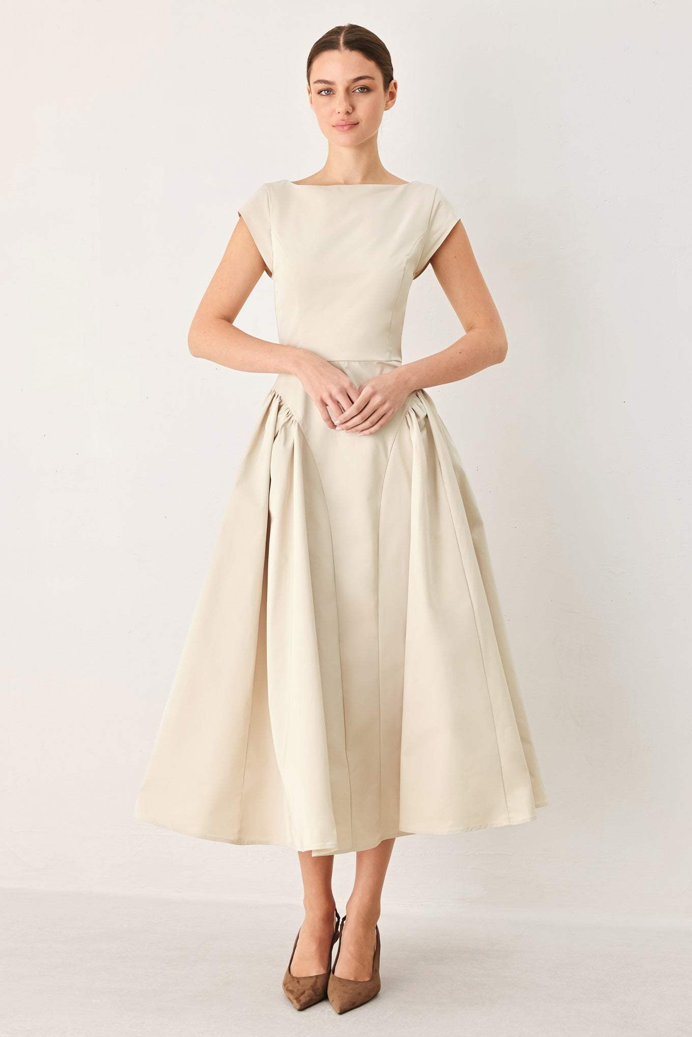 POLISHED OCCASION WOVEN MIDI DRESS