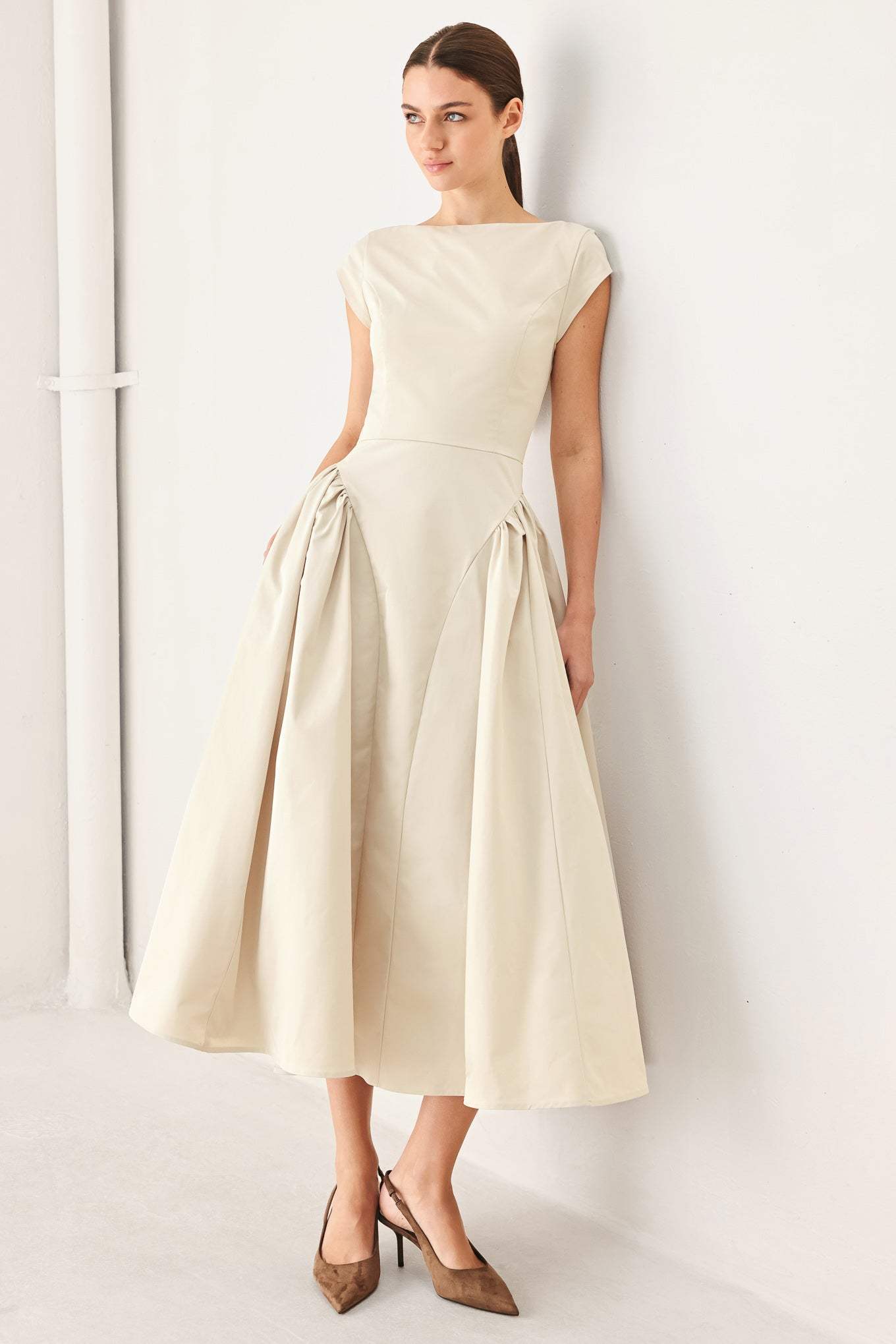 POLISHED OCCASION WOVEN MIDI DRESS