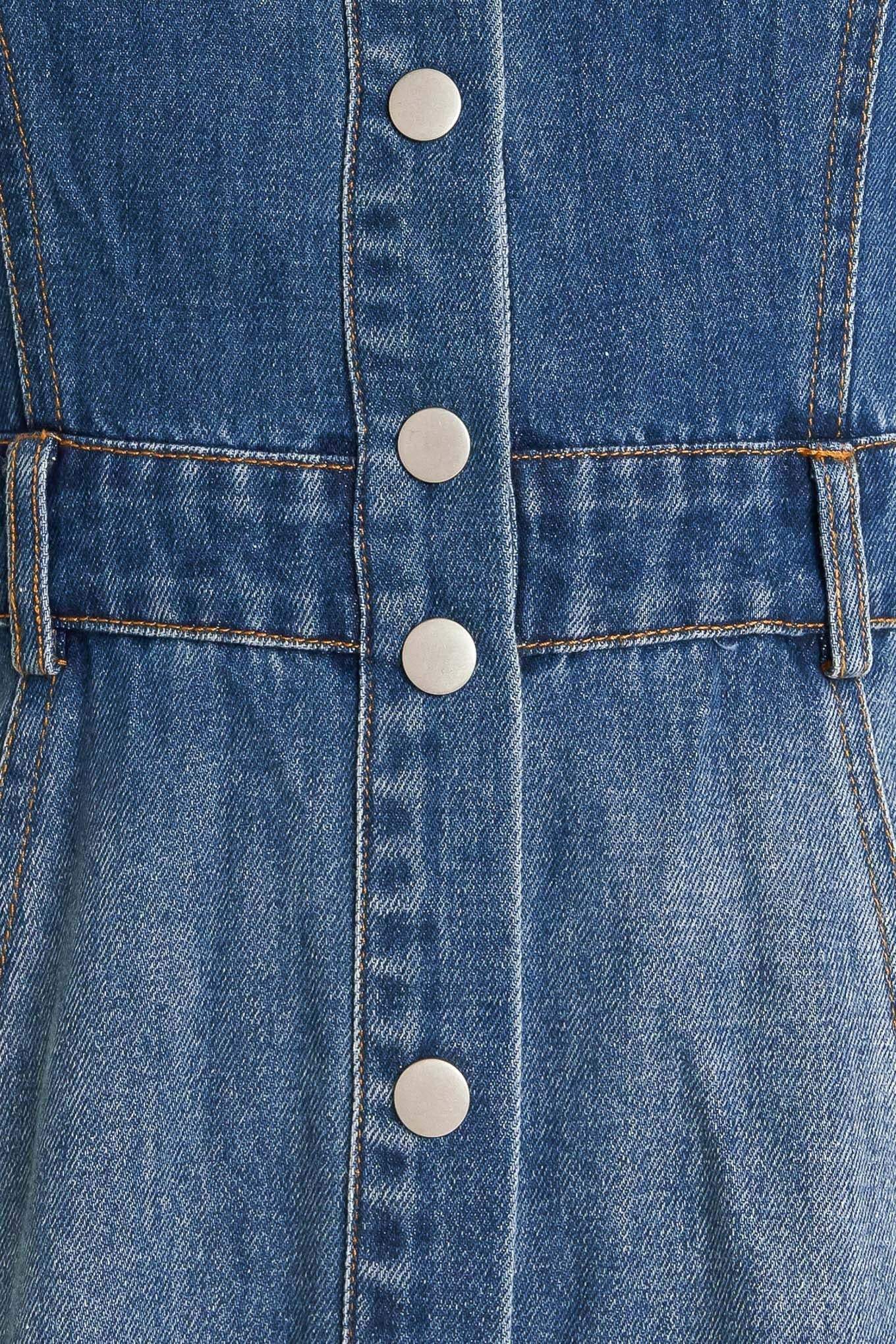 ELEGANT TOUCH DENIM MIDI DRESS - Flying Tomato - Flyclothing LLC