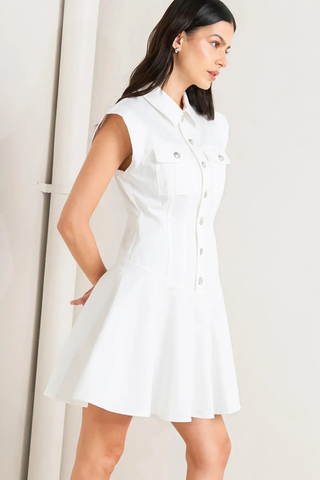 CONFIDENTLY YOURS WHITE WOVEN MINI DRESS - Flying Tomato - Flyclothing LLC