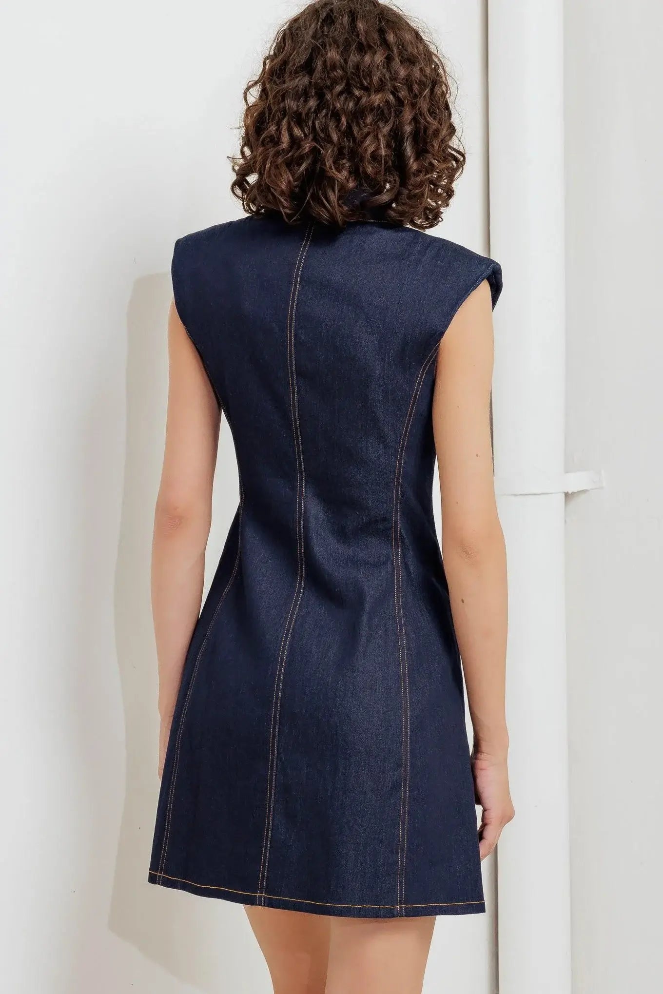 SLEEK CRAFT DENIM MINI DRESS - Flying Tomato - Flyclothing LLC