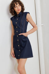SLEEK CRAFT DENIM MINI DRESS - Flying Tomato - Flyclothing LLC
