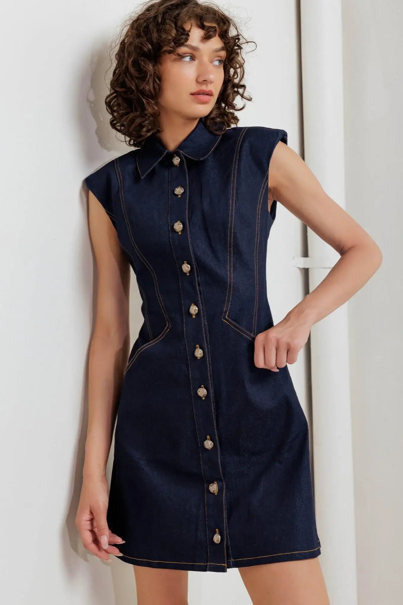 SLEEK CRAFT DENIM MINI DRESS - Flying Tomato - Flyclothing LLC