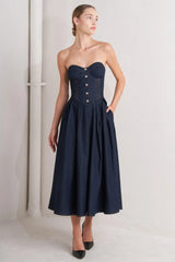 URBAN CORSET DENIM MIDI DRESS - Flying Tomato - Flyclothing LLC