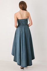 MIDNIGHT VOLUME DENIM MIDI DRESS - Flying Tomato - Flyclothing LLC
