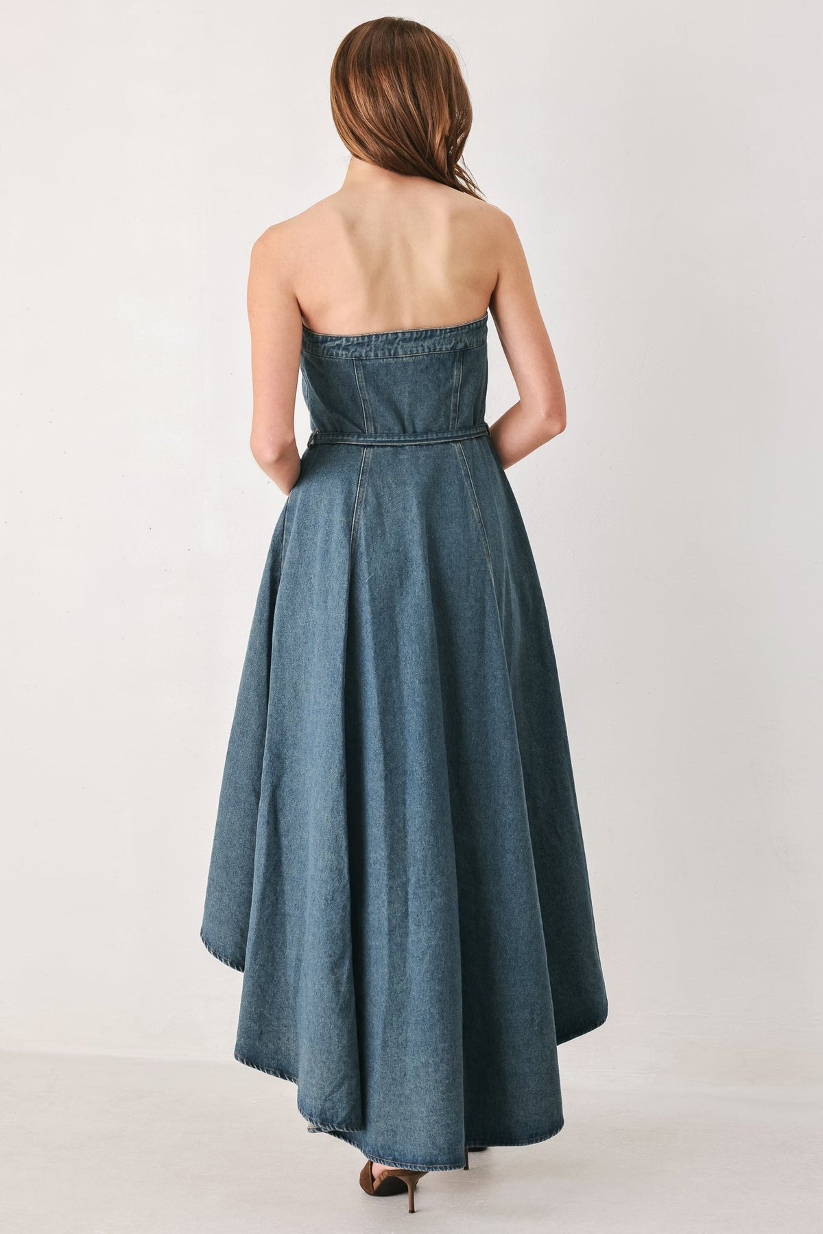 MIDNIGHT VOLUME DENIM MIDI DRESS - Flying Tomato - Flyclothing LLC
