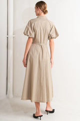 CLASSIC NEUTRAL WOVEN MIDI DRESS - Flying Tomato - Flyclothing LLC