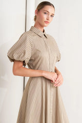 CLASSIC NEUTRAL WOVEN MIDI DRESS - Flying Tomato - Flyclothing LLC