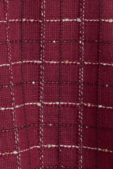 TWEED DOLL WINE WOVEN MINI DRESS - Flying Tomato - Flyclothing LLC