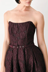 BURGUNDY COUTURE SWAY WOVEN MIDI DRESS - Flying Tomato - Flyclothing LLC