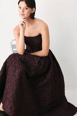 BURGUNDY COUTURE SWAY WOVEN MIDI DRESS - Flying Tomato - Flyclothing LLC
