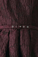 BURGUNDY COUTURE SWAY WOVEN MIDI DRESS - Flying Tomato - Flyclothing LLC