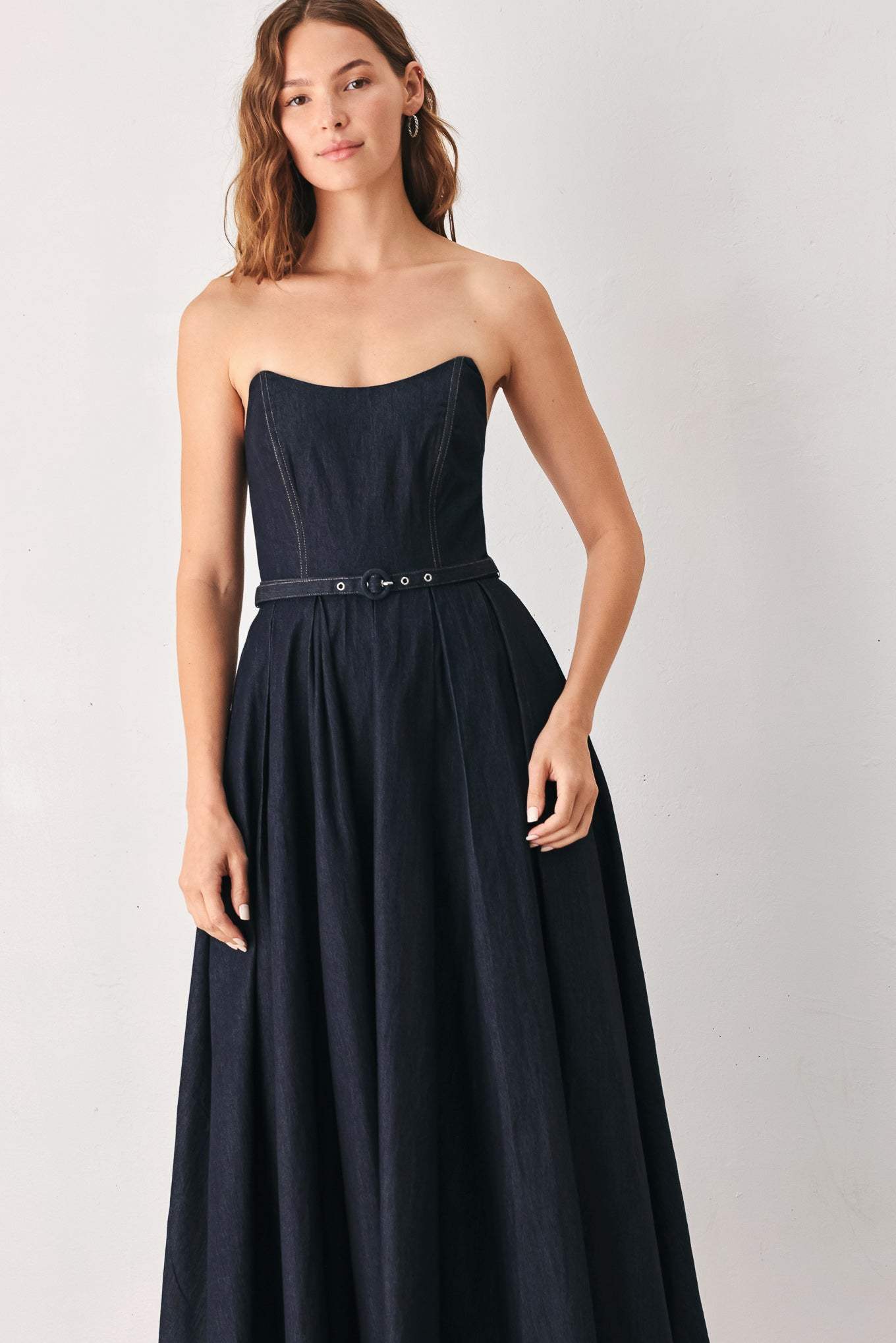 PARTY MUSE DENIM MIDI DRESS