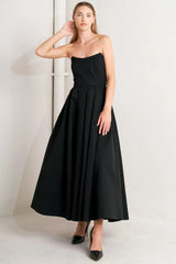 GALA NOIR WOVEN MIDI DRESS - Flying Tomato - Flyclothing LLC