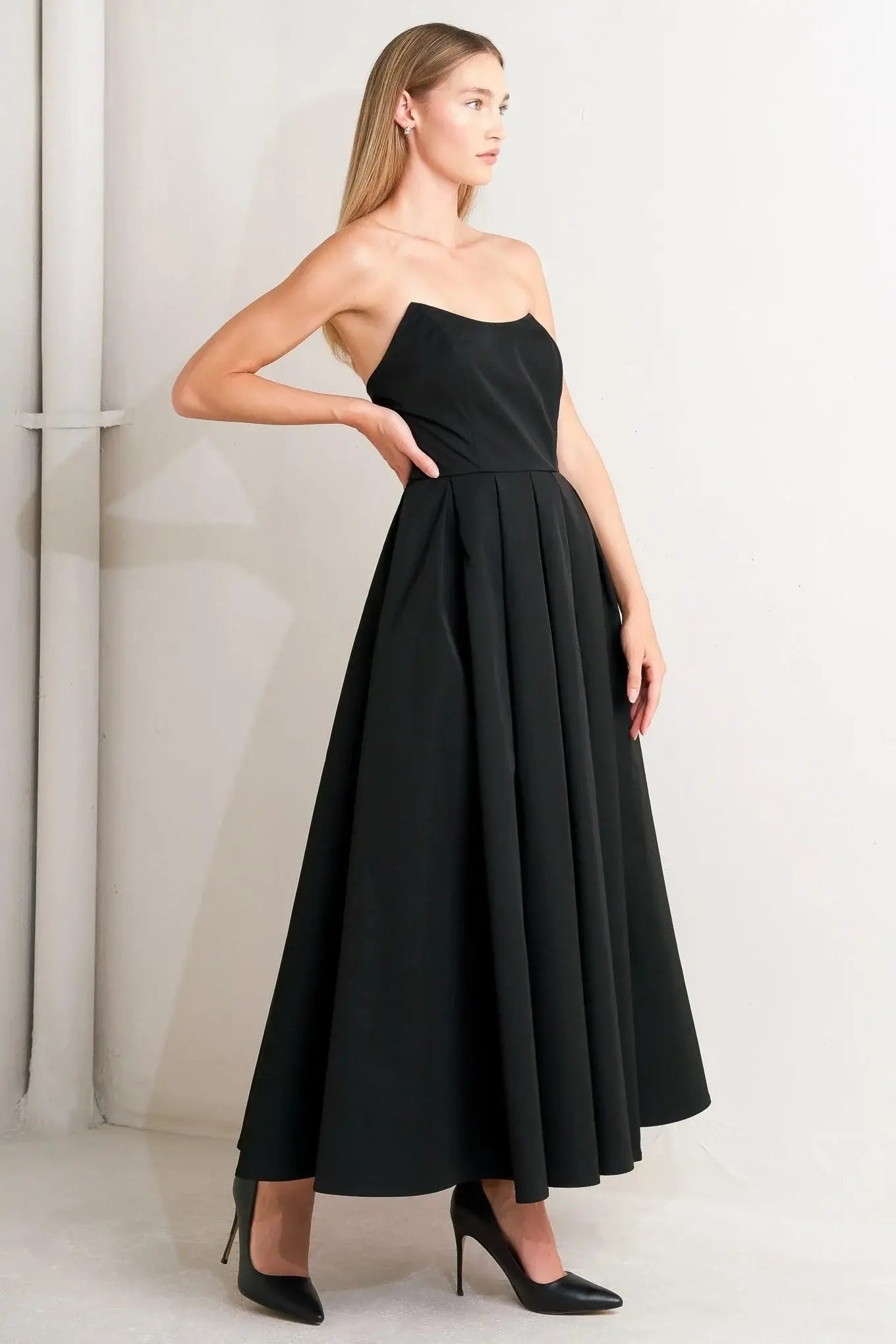 GALA NOIR WOVEN MIDI DRESS - Flying Tomato - Flyclothing LLC