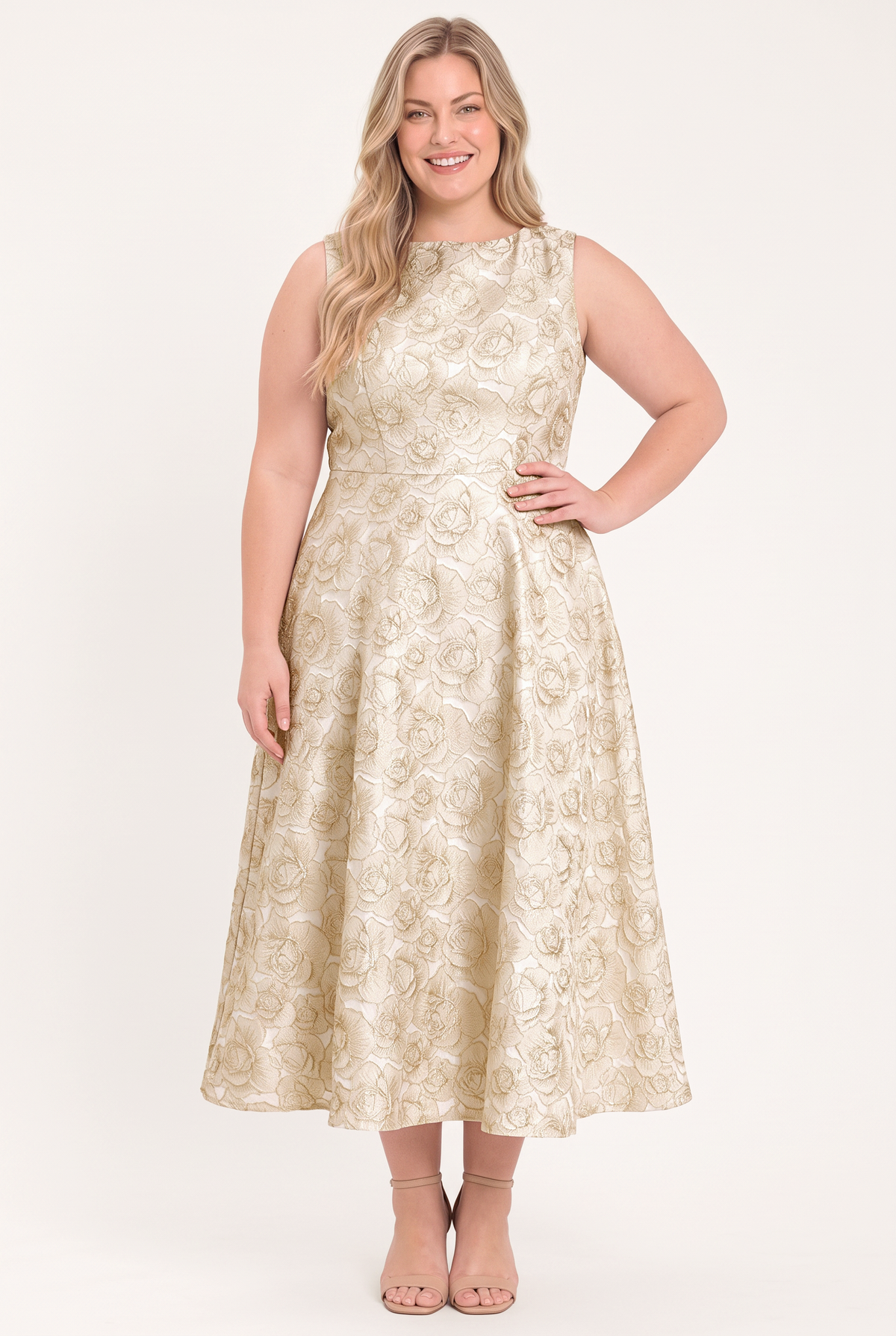 GILDED ROSE WOVEN MIDI DRESS - Flying Tomato - Flyclothing LLC