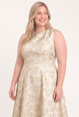GILDED ROSE WOVEN MIDI DRESS - Flying Tomato - Flyclothing LLC