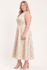 GILDED ROSE WOVEN MIDI DRESS - Flying Tomato - Flyclothing LLC