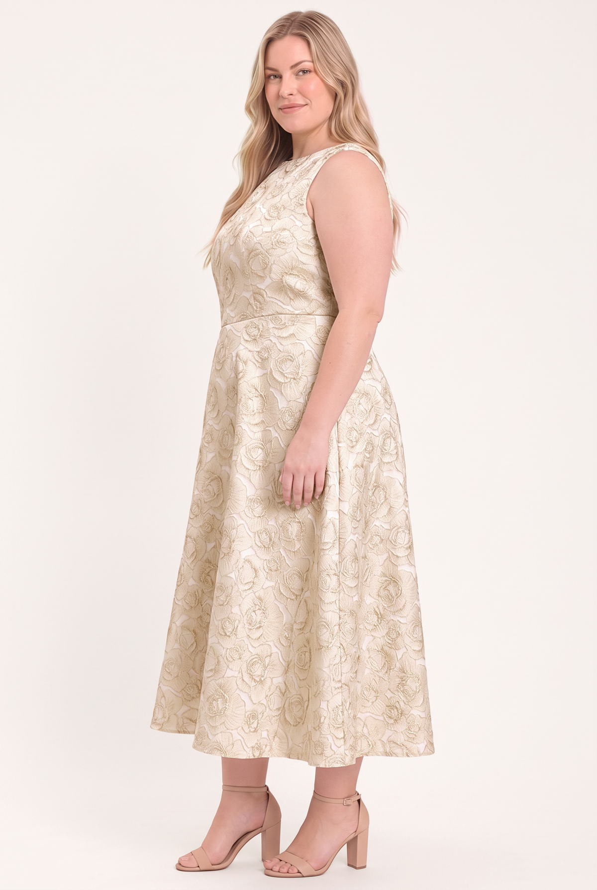 GILDED ROSE WOVEN MIDI DRESS - Flying Tomato - Flyclothing LLC